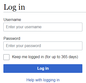how to login on Wikipedia 