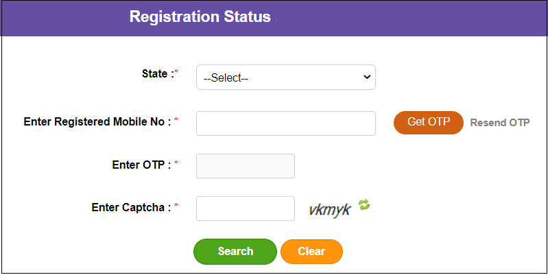 RCH portal registration status